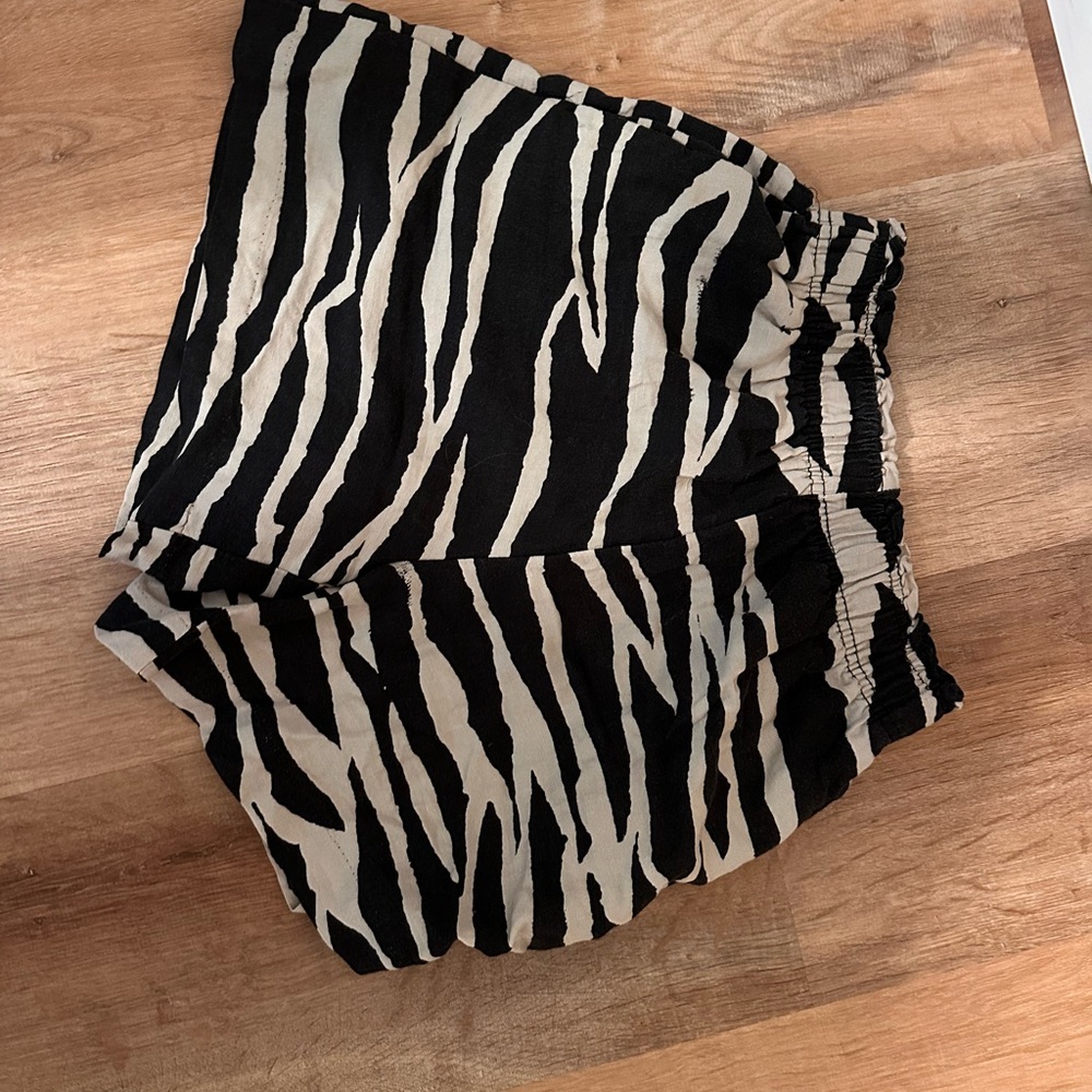 Zebra Print Linen Shorts